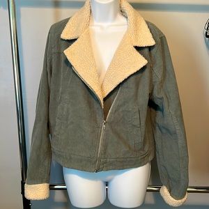 Ribbed Sherpa Zip Up Jacket